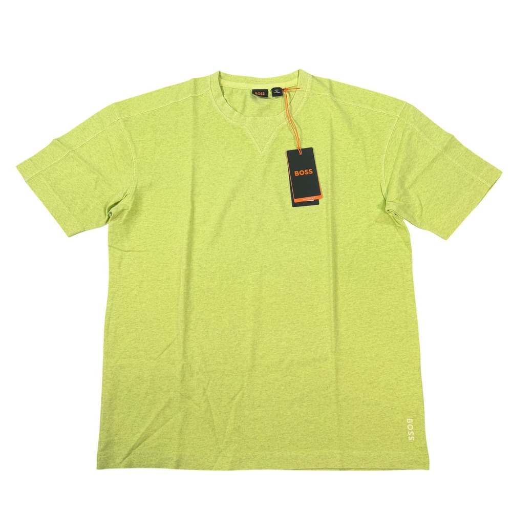 BOSS Mens TeNeon Lime Green Short Sleeve Crew Neck T-Shirt Size S